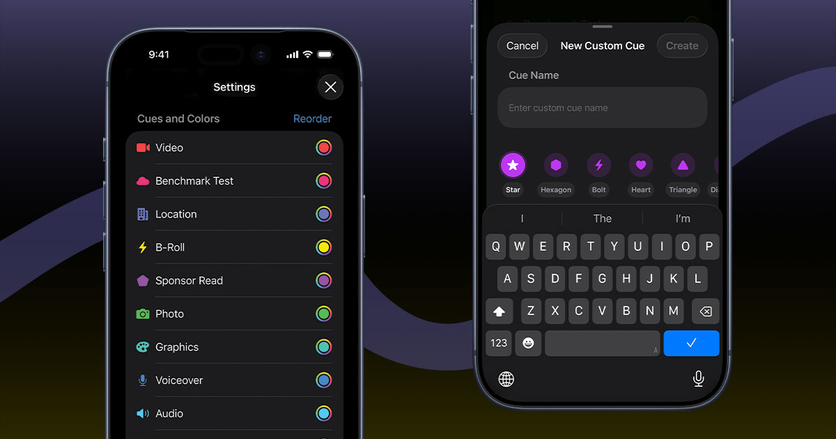 Custom Cue creation in Cueboard Settings.